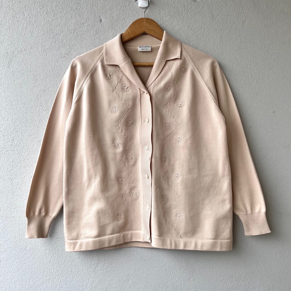 Vintage *Made in Italy* | 1960's Crimplene Peach Cardigan